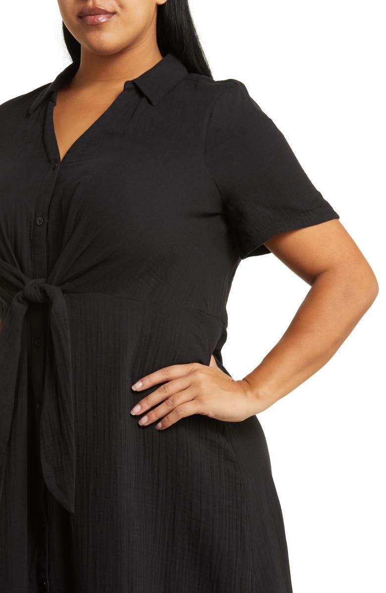 Caslon<sup>®</sup> Tie Front Cotton Gauze Maxi Dress, Alternate, color, 