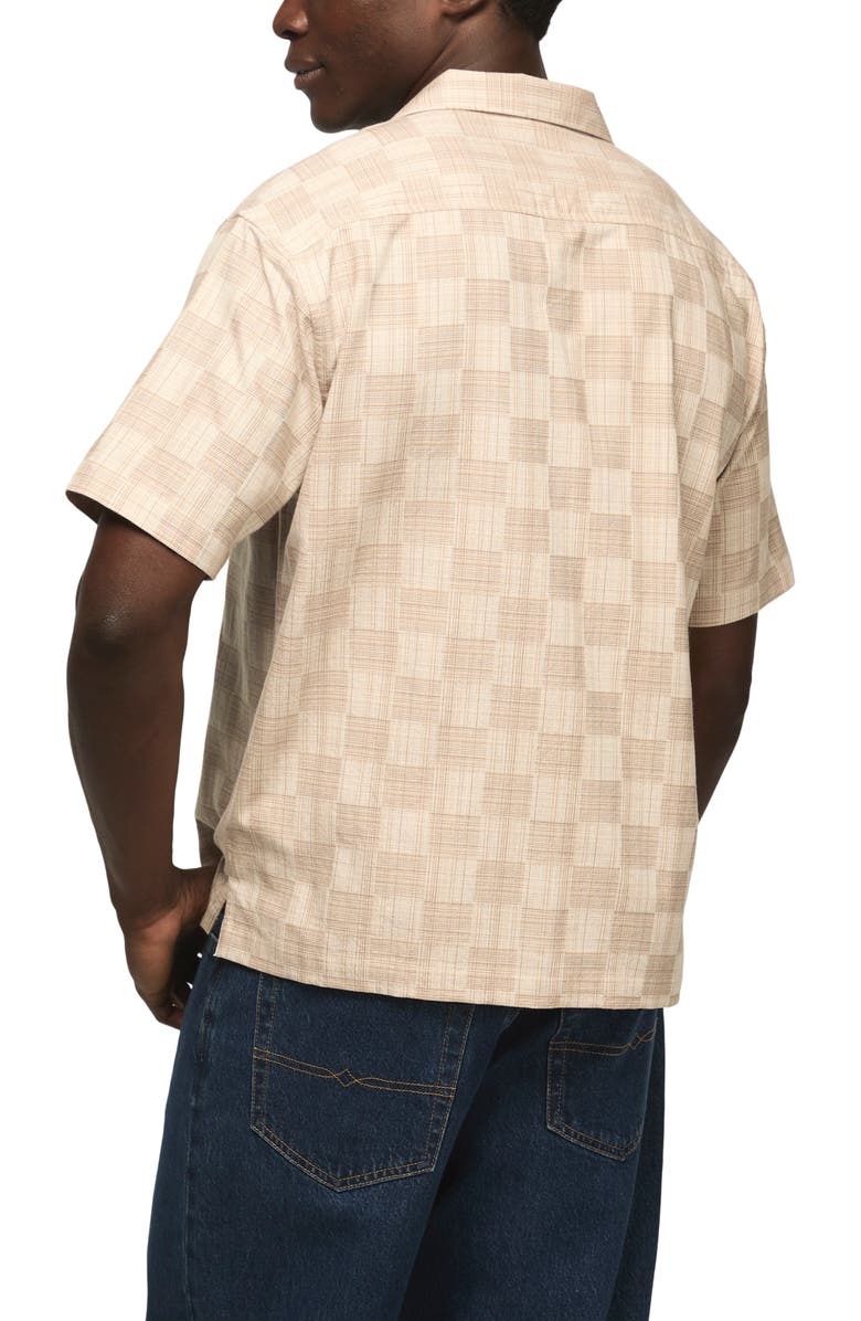 Lucky Brand Checker Cotton Blend Camp Shirt, Alternate, color,