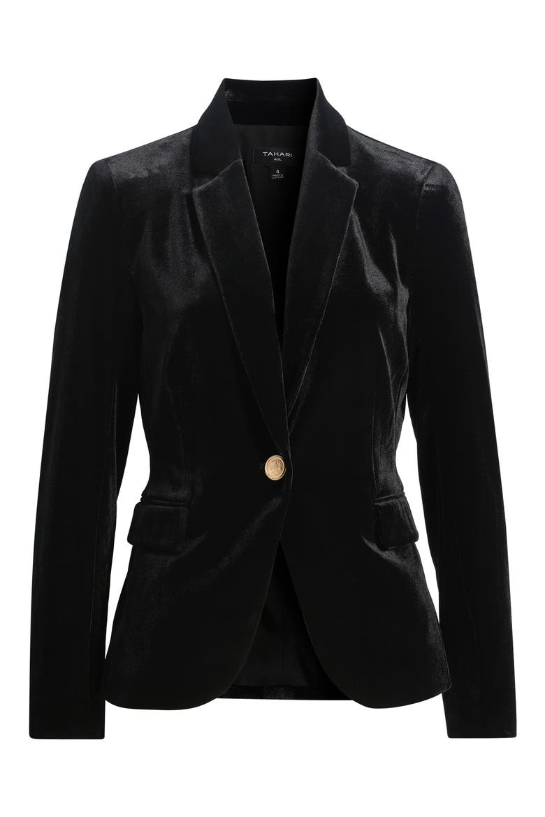 Velvet Blazer, Alternate, color, BLACK