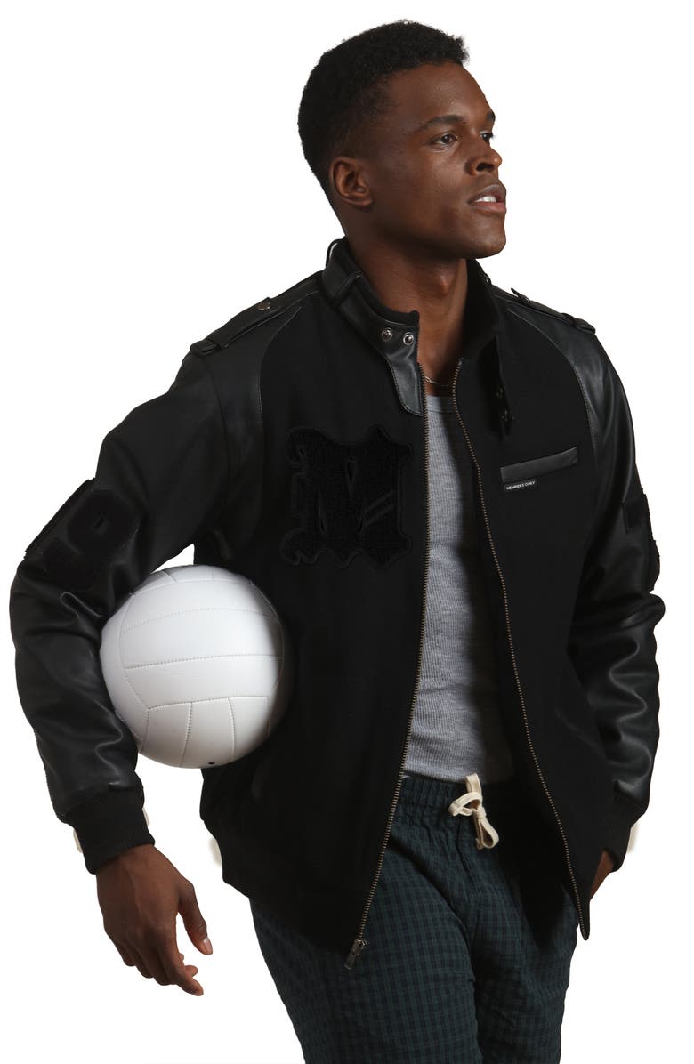 Members Only Men's Varsity Jacket, Alternate, color, Black