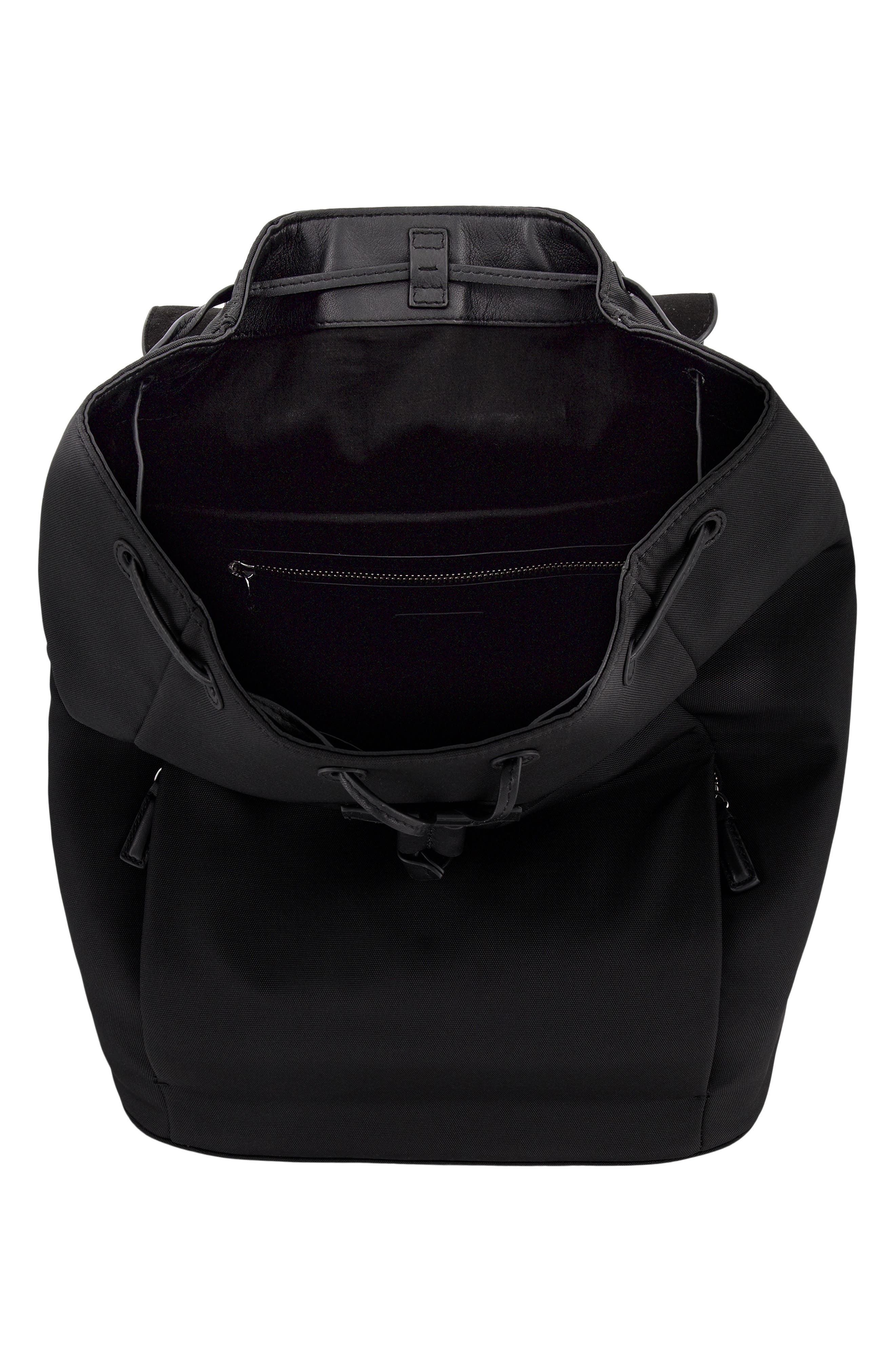 Vince Drayton Leather 
Nylon Flap Backpack, Alternate, color, Black
