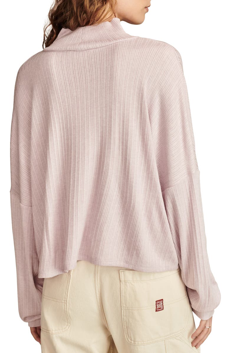 Lucky Brand Cloud Mock Neck Rib Top, Alternate, color, Pink