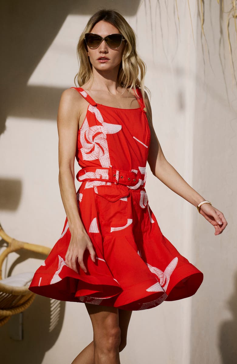 CIEBON Alivia Belted Fit & Flare Minidress, Alternate, color, Red Multi
