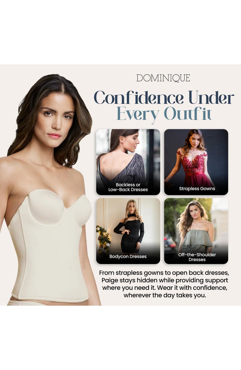 Dominique Intimates Paige Seamless Padded Microfiber Longline Strapless Bra, Alternate, color, Bone