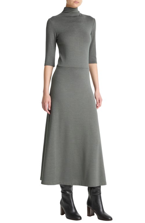 Vince Turtleneck A-line Maxi Dress In Gray