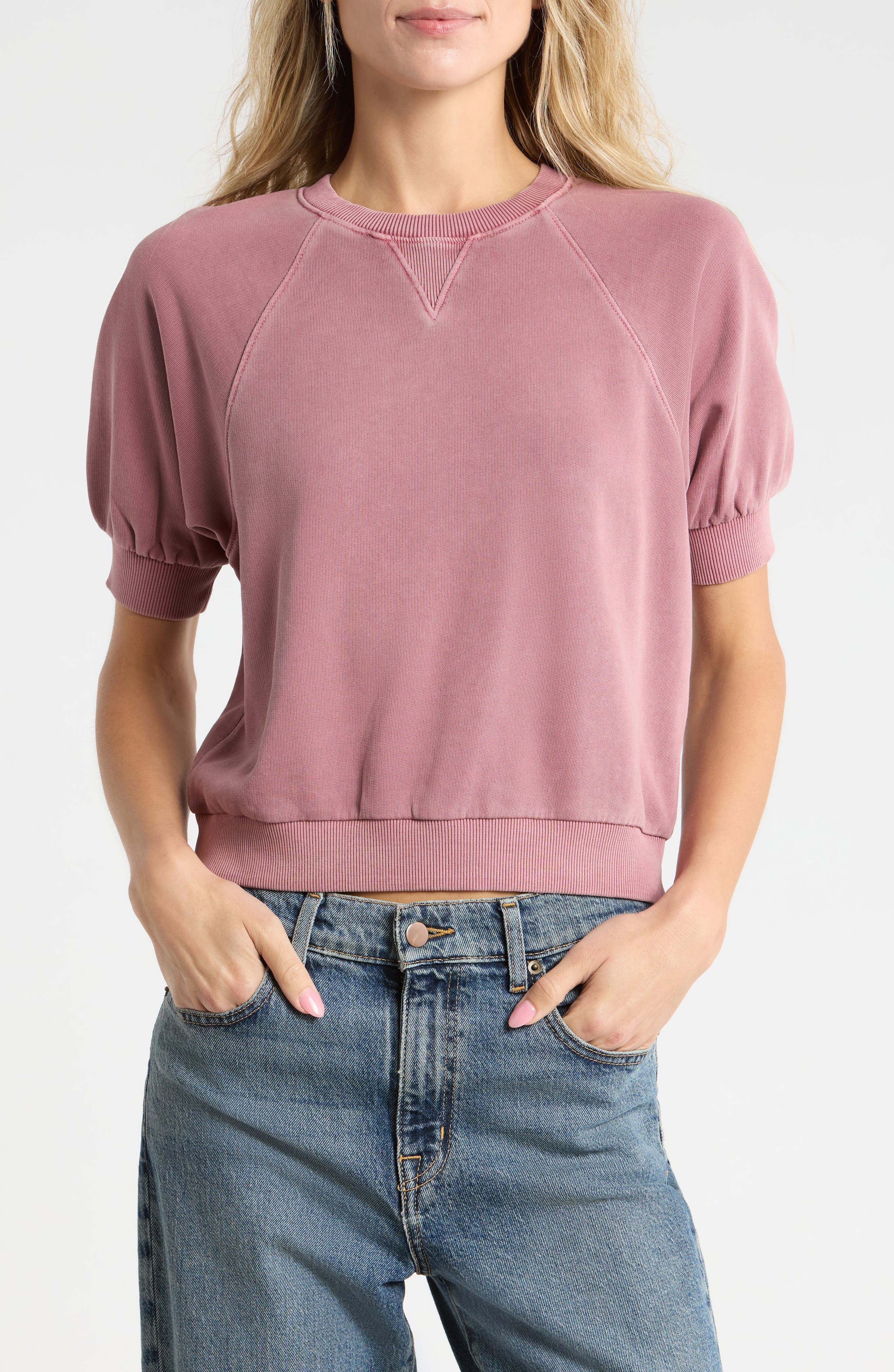 Queenie Short Sleeve Puff Sleeve Cotton Top
