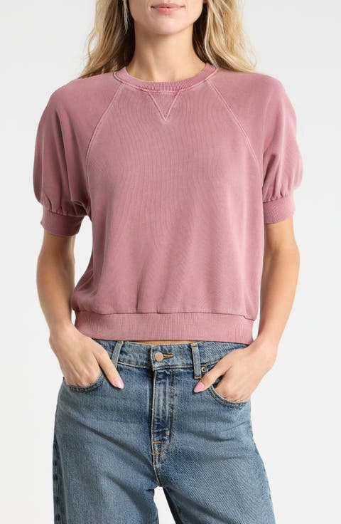 Queenie Short Sleeve Puff Sleeve Cotton Top