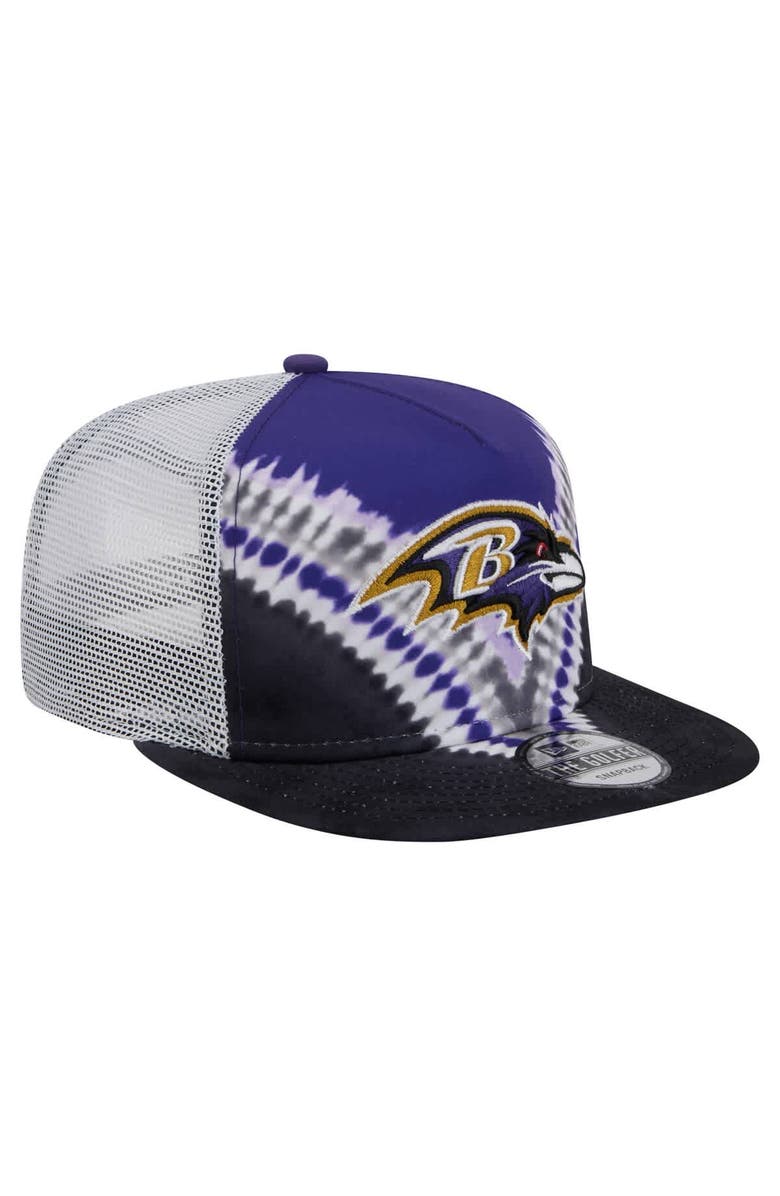 New Era Men's New Era Purple/Black Baltimore Ravens Throwback Dye Golfer Snapback Hat, Alternate, color, 