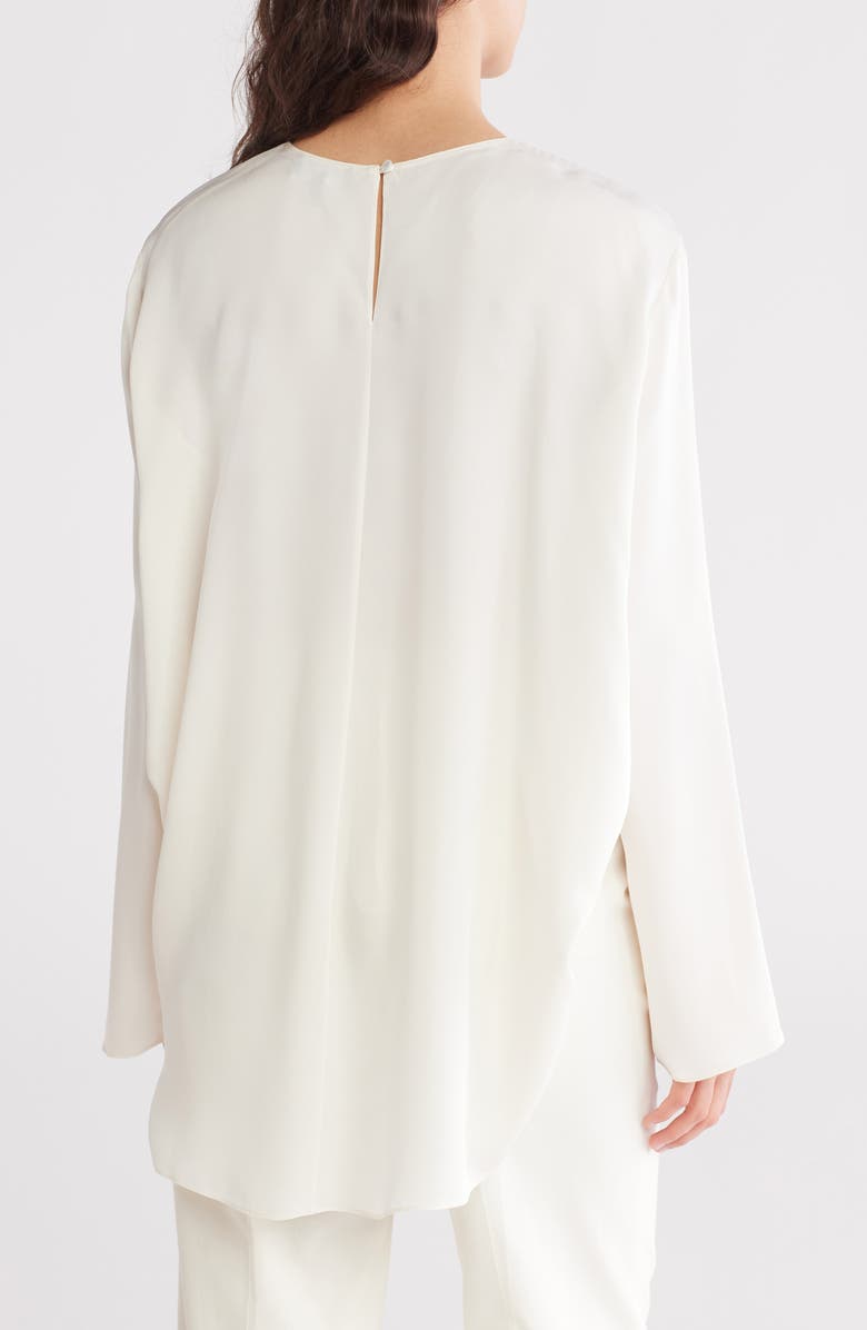 Theory Long Sleeve Silk Cape Top, Alternate, color, Ivory