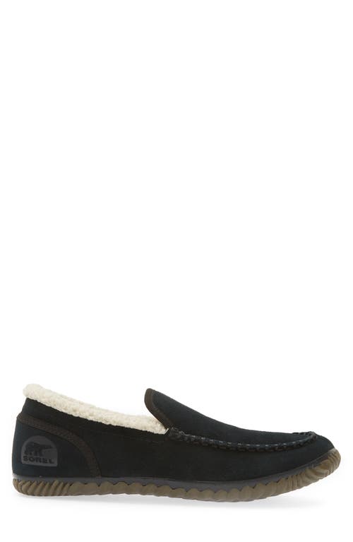 Sorel Dude Moc™ Faux Fur Lined Slipper In Black
