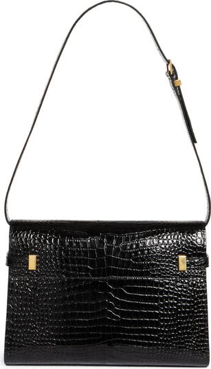 Saint Laurent Medium Manhattan Croc Embossed Patent Leather