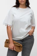 VERO MODA Lace Trim Organic Cotton T-Shirt