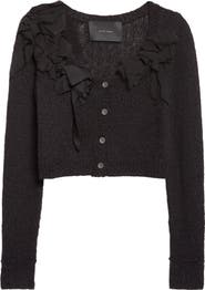 Meruert Tolegen Hand Knit Crop V-Neck Cardigan