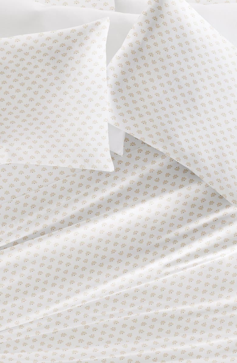 HOMESPUN 300 Thread Count Cotton Sateen Sheet Set, Alternate, color, Moon Daisies Natural