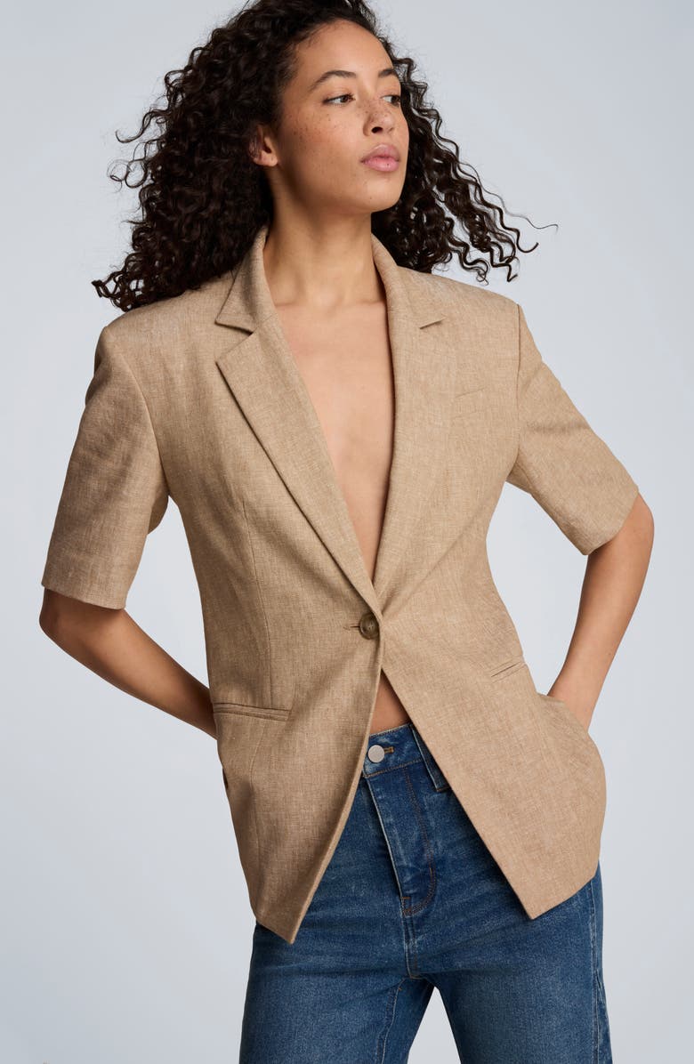 Kenneth Cole Short Sleeve Blazer, Alternate, color, Mesa Taup/ Melange