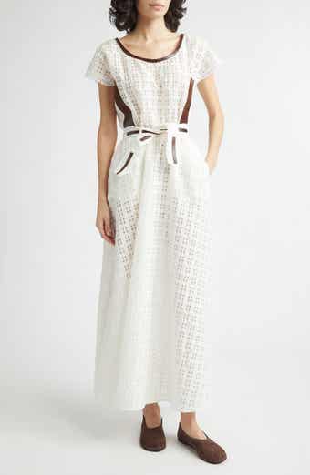 Belted Mixed Media Maxi Dress