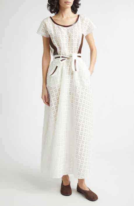 Belted Mixed Media Maxi Dress