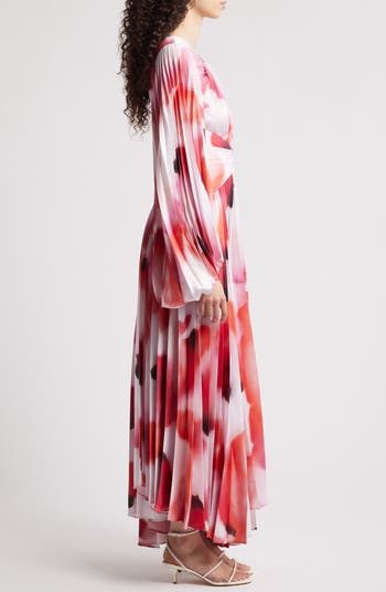 Dailley Pleated Long Sleeve Maxi Cocktail Dress