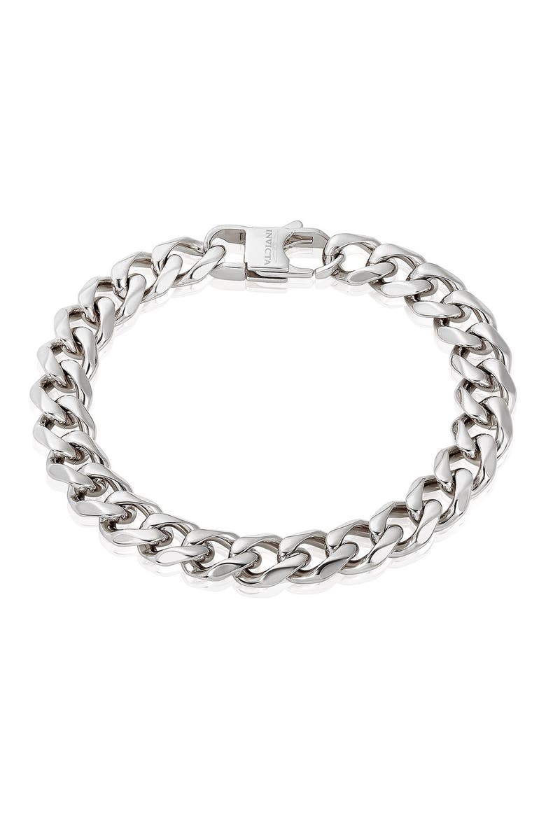 Mens' 11mm Curb Chain Link Bracelet, Main, color, SILVER