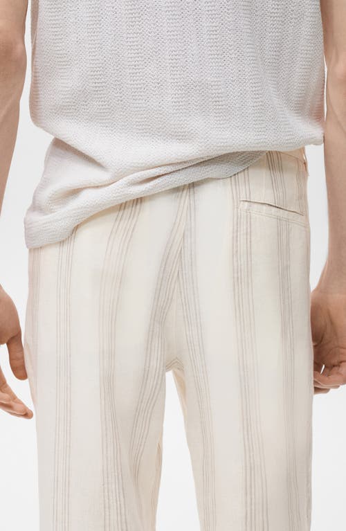Mango Elastic Waist Linen Pants In White
