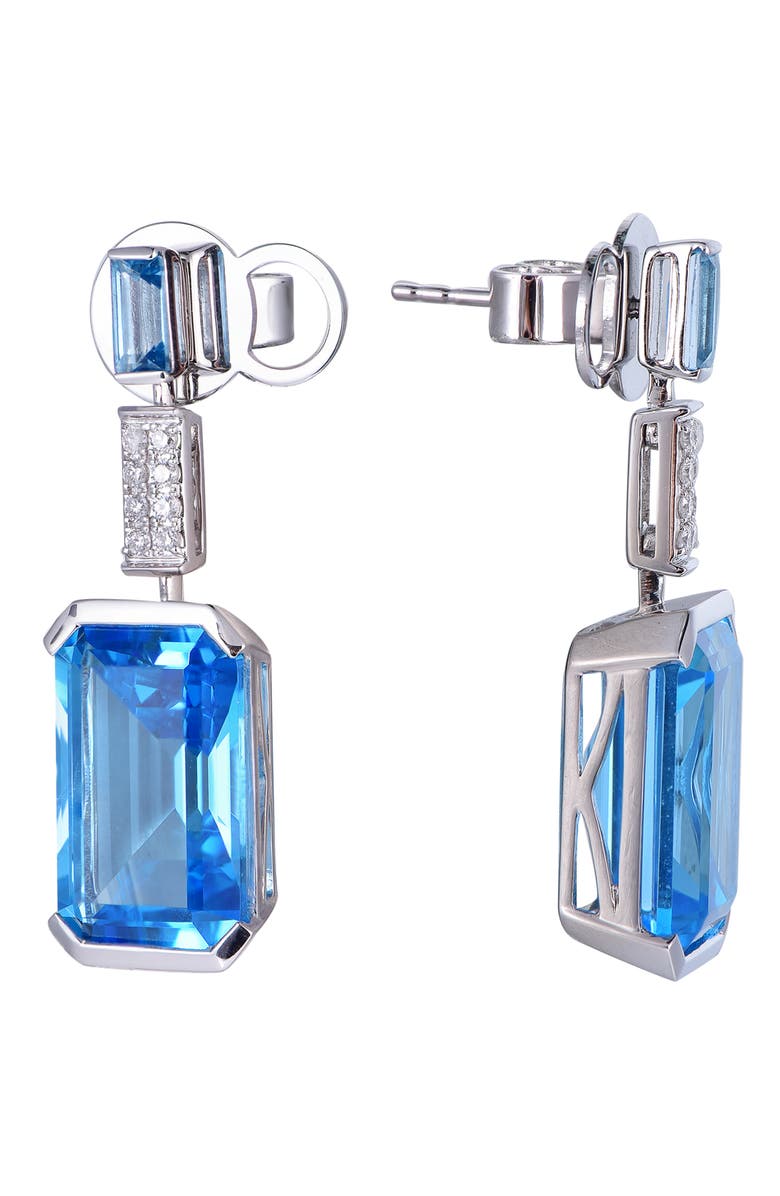 Kahn High Jewelry Swiss Blue Topaz Earrings with Diamonds, Alternate, color, Swiss Blue