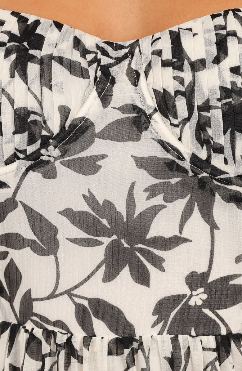 Petal & Pup Achanti Floral Pleated Maxi Dress, Alternate, color, White Black Floral