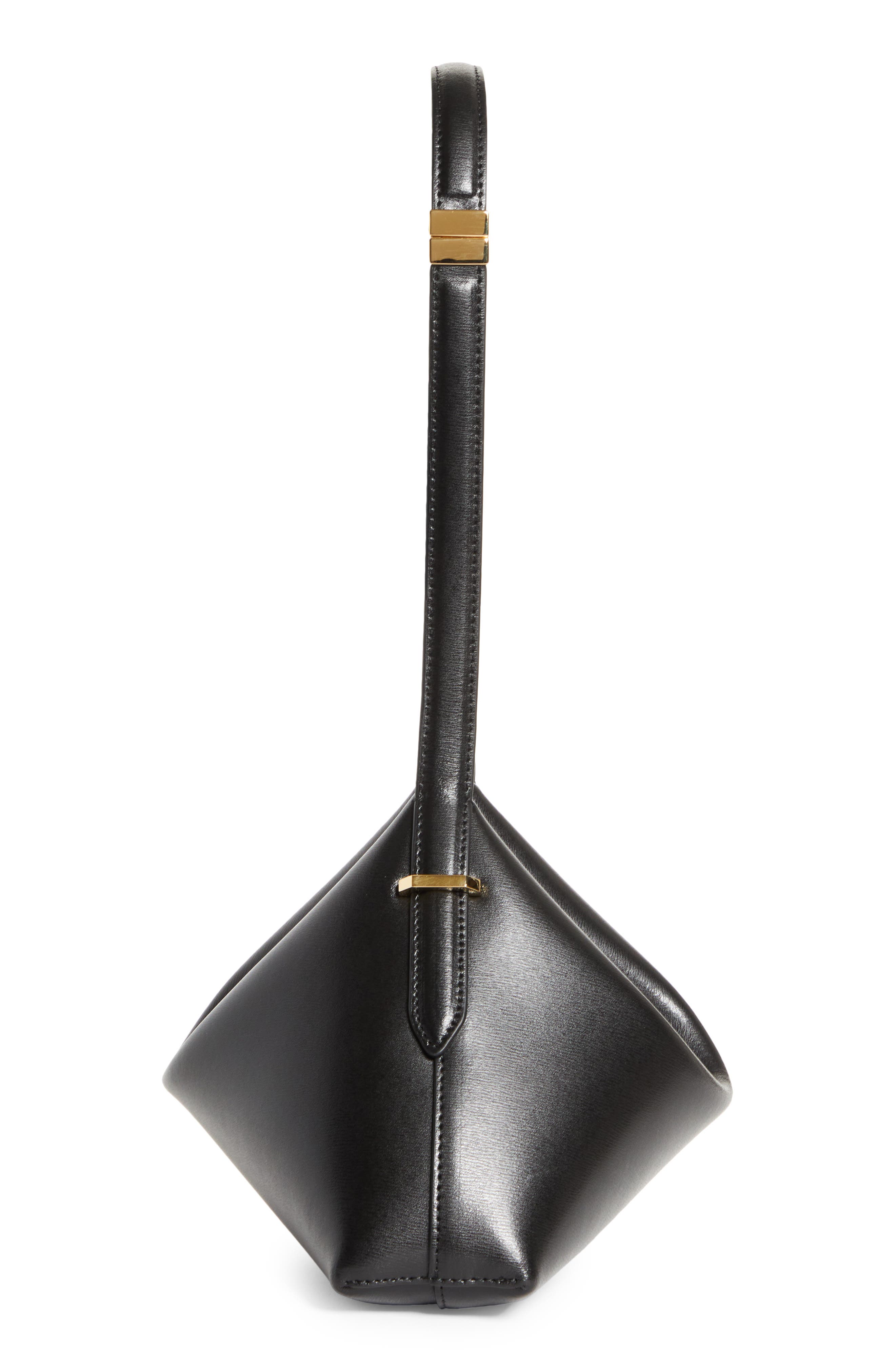 TOTEME Scoop Leather Clutch, Alternate, color, Black