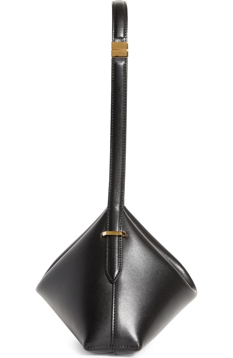 TOTEME Scoop Leather Clutch, Alternate, color, Black