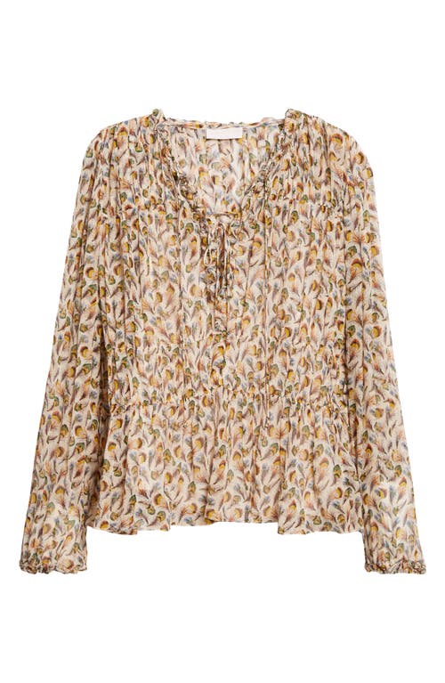 Ulla Johnson Robbie Silk Long Sleeve Front Tie Blouse Swan In Multi