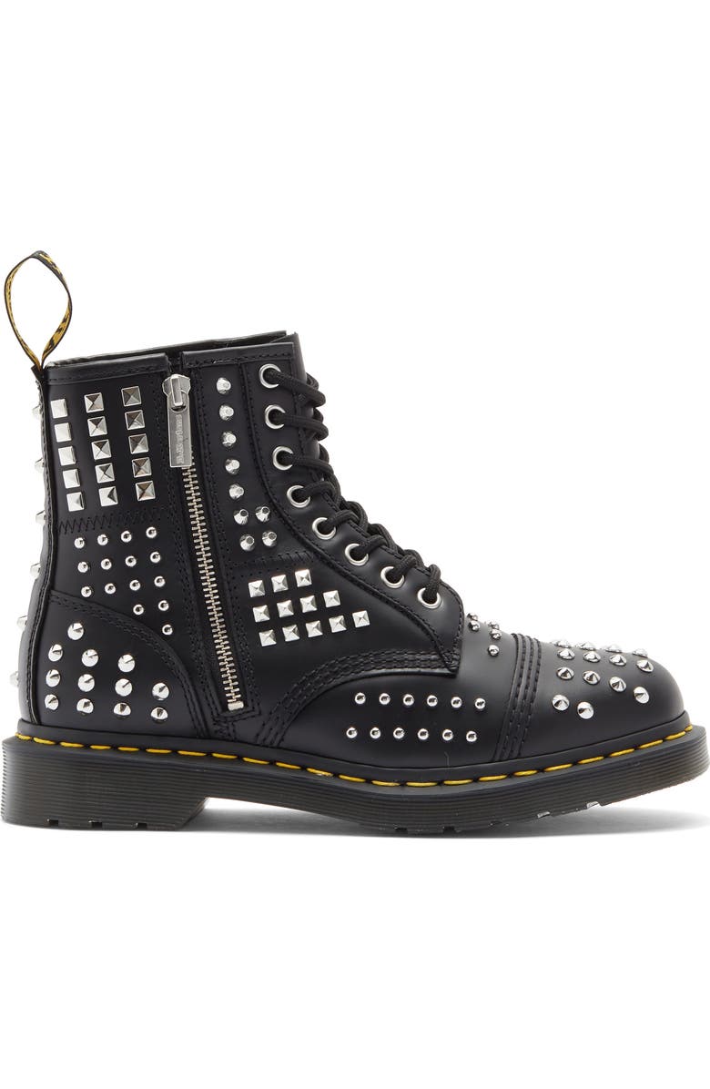 Dr. Martens 1460 Black Atlas Studded Boot, Alternate, color, Black