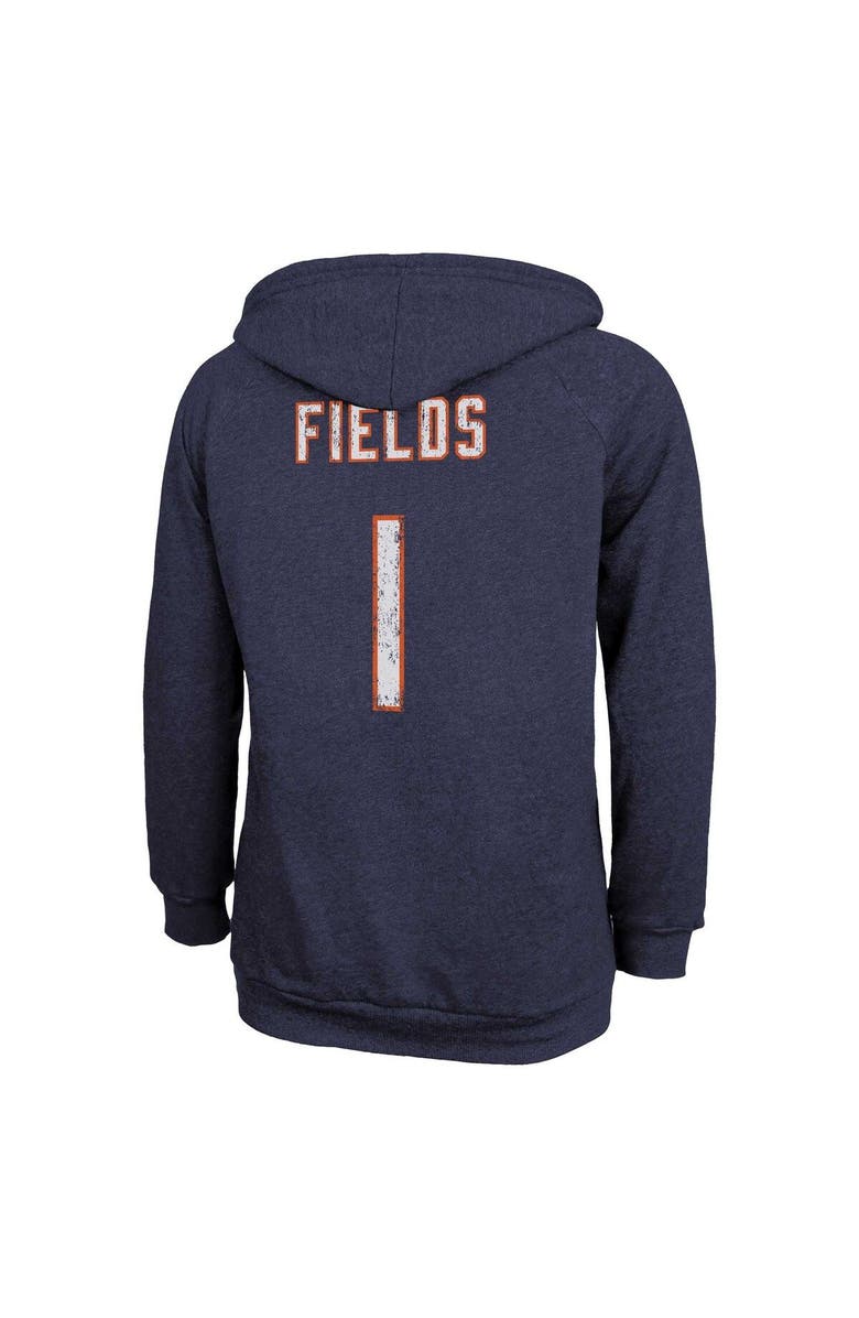 Majestic Threads Women's Majestic Threads Justin Fields Navy Chicago Bears Name & Number Tri-Blend Pullover Hoodie, Alternate, color,