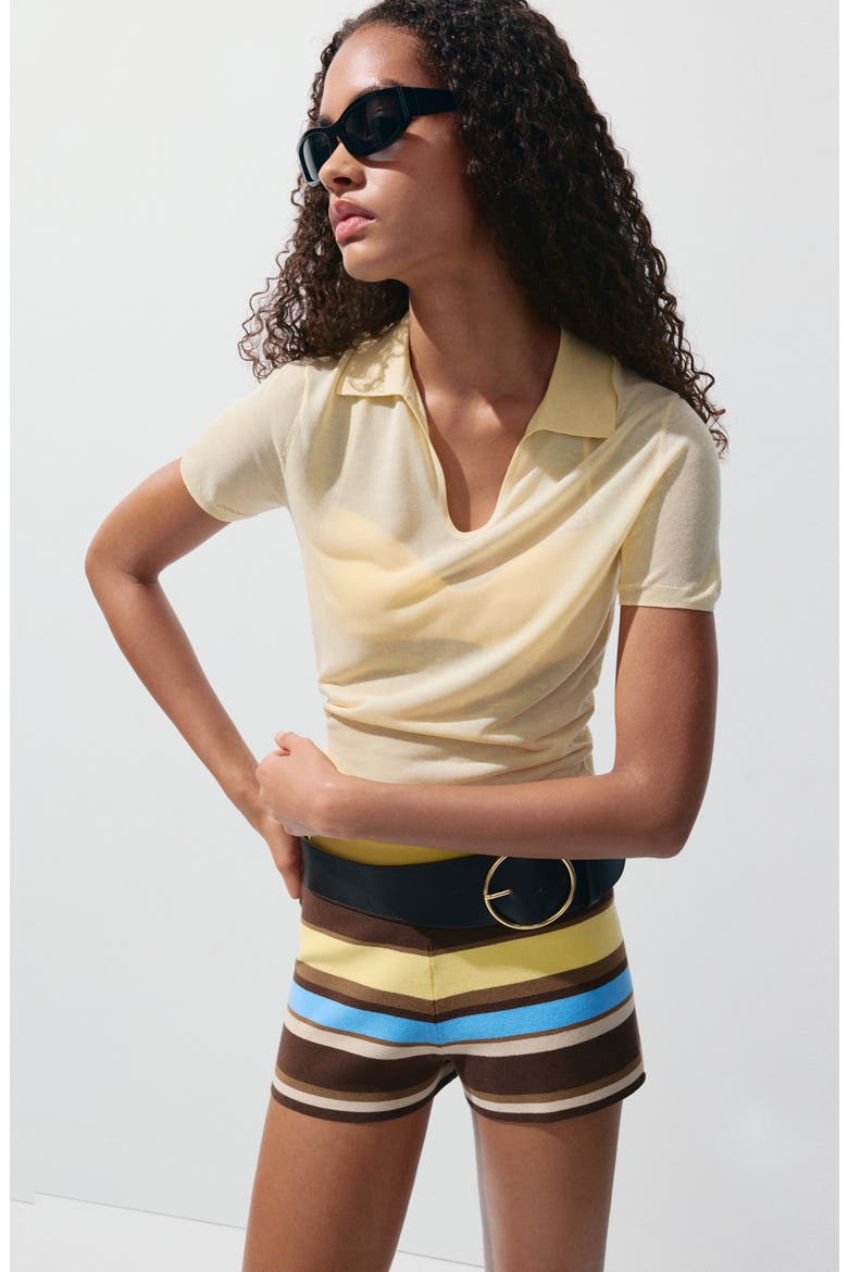 Stripe Knit Shorts, Alternate, color, PASTEL YELLOW