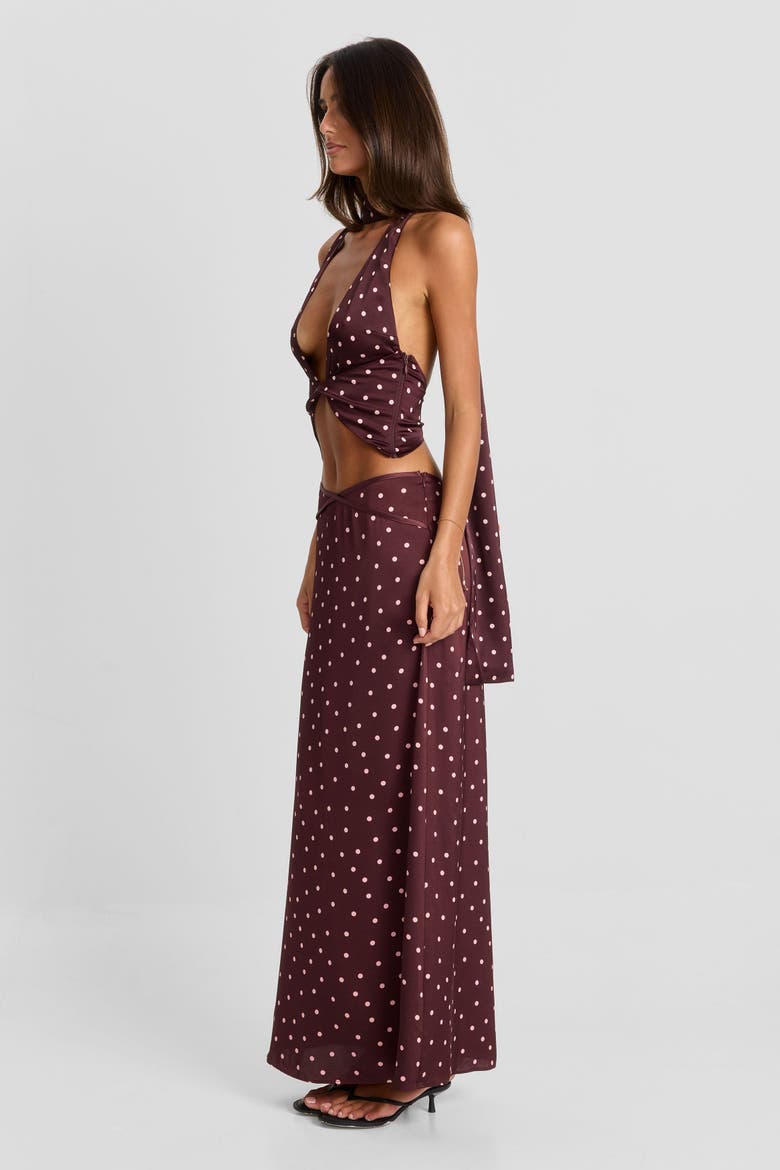 Cici Maxi Skirt, Alternate, color, Pink Polkadot