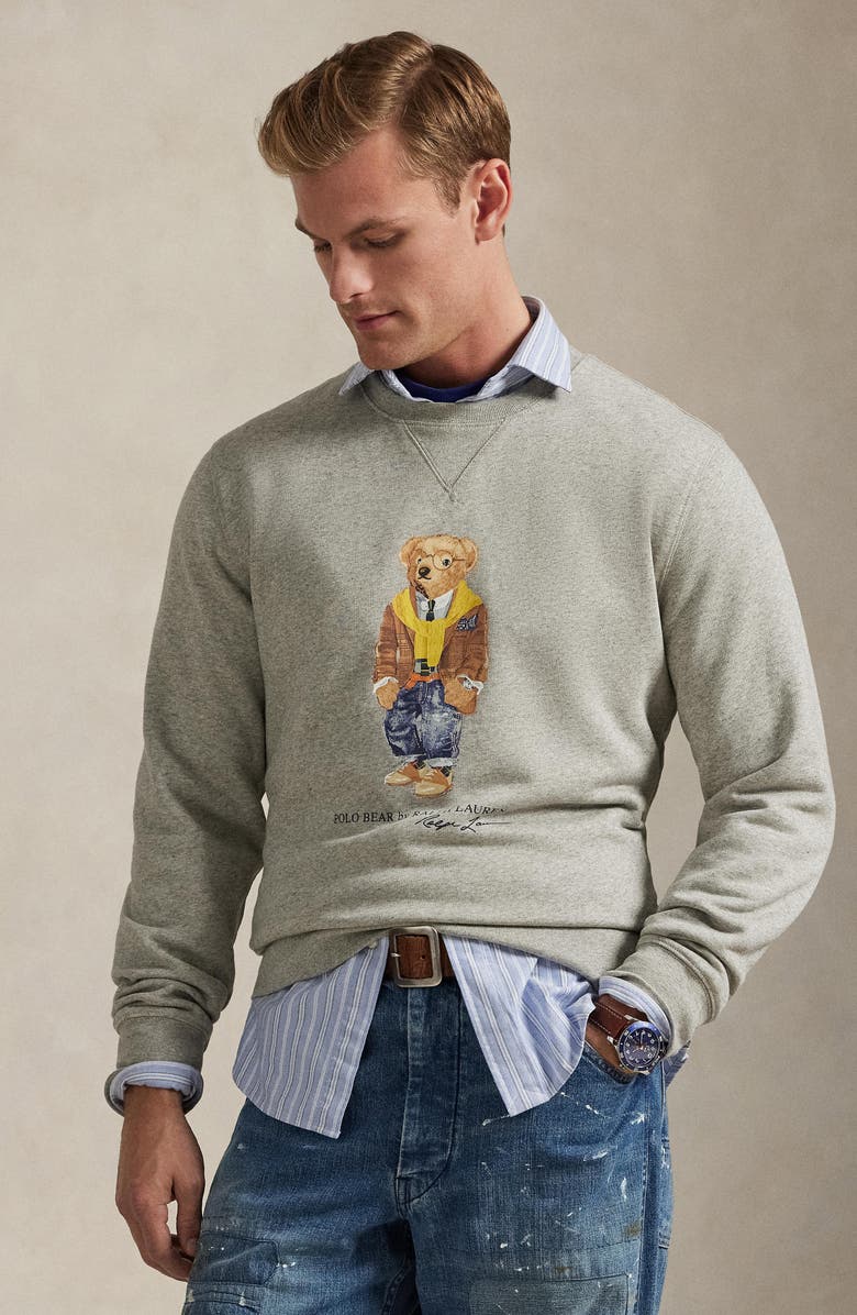 Polo Ralph Lauren Polo Bear Graphic Sweatshirt, Alternate, color, Loft Heather/ Heritage Bear