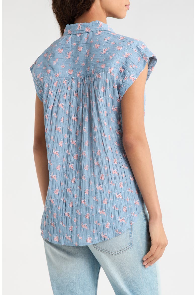 Floral Stretch Cotton Button-Up Shirt, Alternate, color, BLUE FLORAL
