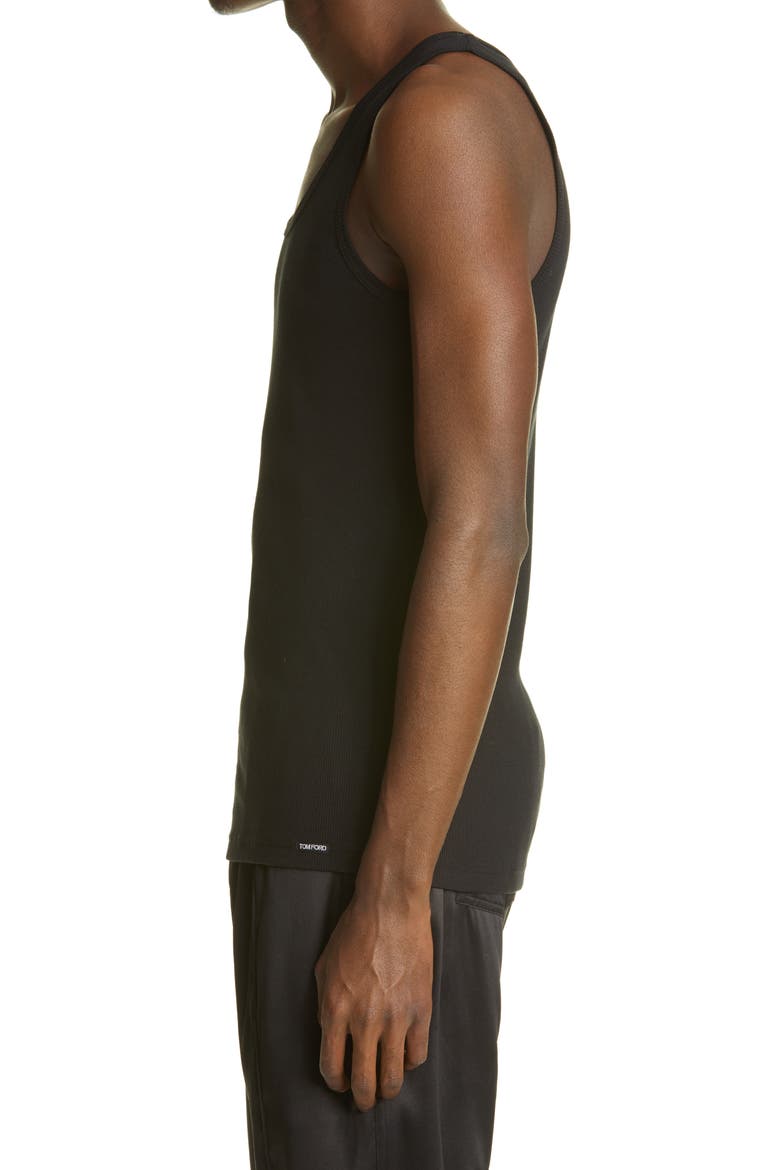 Ribbed Muscle Tank, Alternate, color, BLACK