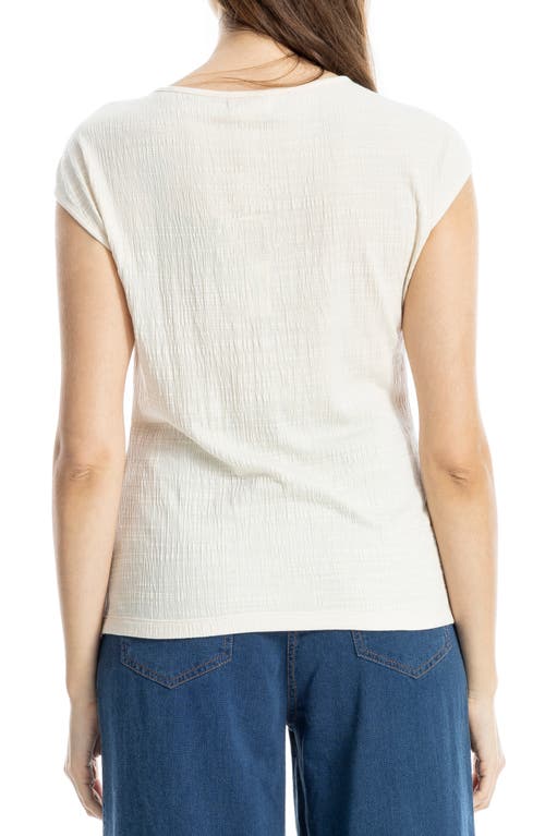 Max Studio Textured Side Gather Top In White