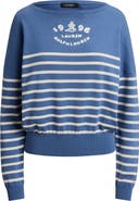 Lauren Ralph Lauren Striped Combed Cotton Boat Neck Sweater