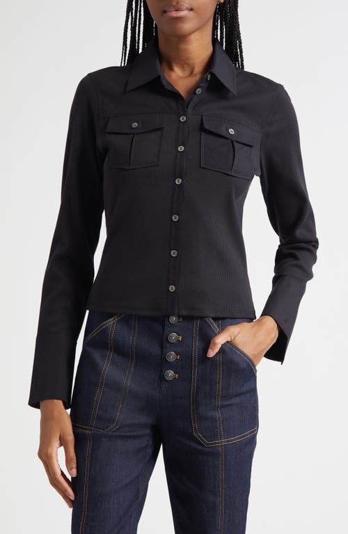 Cinq À Sept Cinq A Sept Lyric Long Sleeve Poplin Top In Black