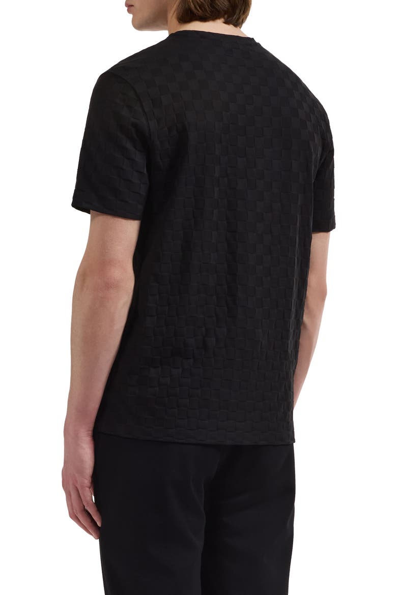 Check Jacquard Mercerized Cotton T-Shirt, Alternate, color, BLACK