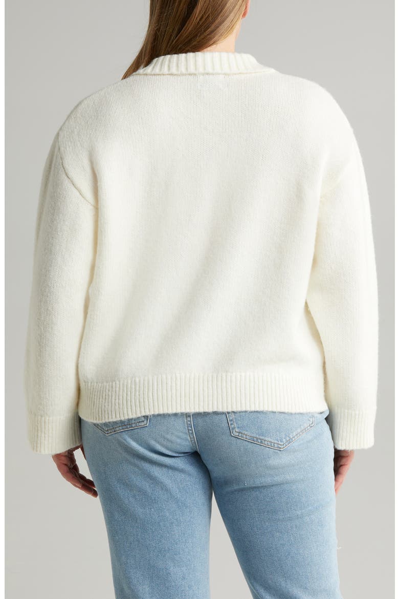 Curve V-Neck Sweater, Alternate, color, CREAM