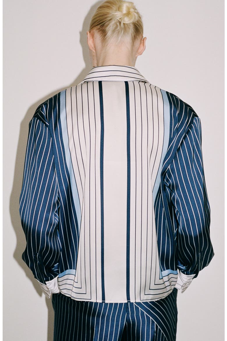 Stripe Satin Shirt, Alternate, color, BLUE