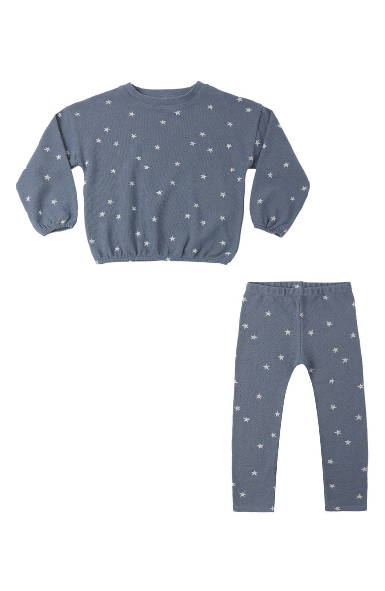 Rylee + Cru Star Print Two-Piece Sweat Set, Alternate, color, Marine