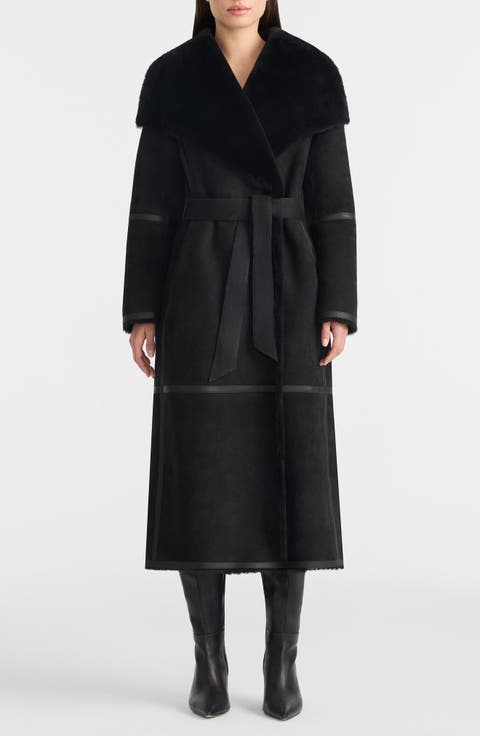 Marian Reversible Genuine Shearling Wrap Coat