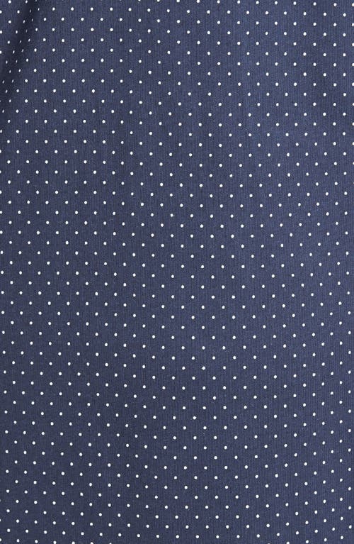 Ralph Lauren Knit Notch Collar Cotton Sleep Shirt In Madeleine Navy/white Dot