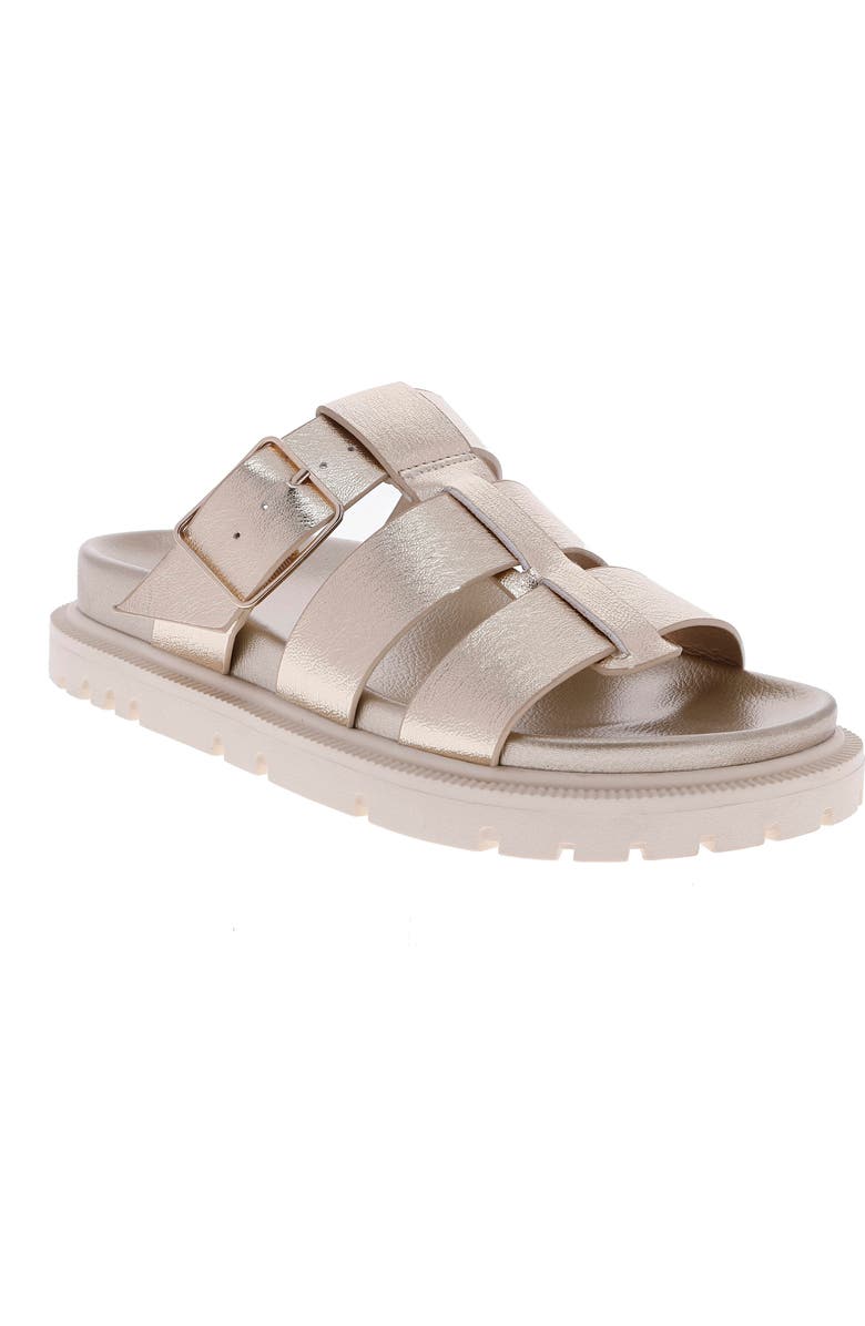 MIA Geni Slide Sandal, Main, color, Gold Metal