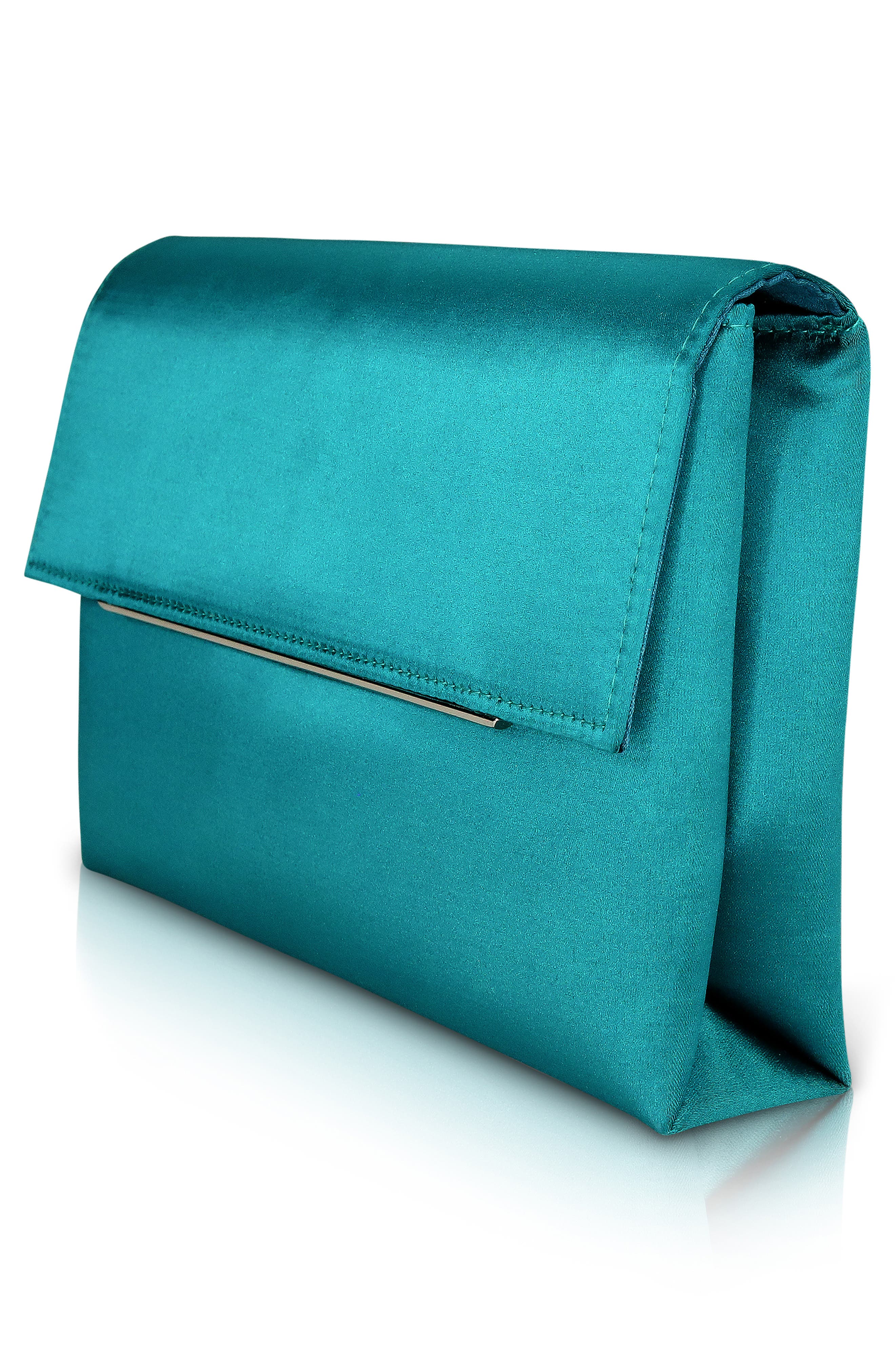 Harper Satin Envelope Clutch, Alternate, color, TURQUOISE