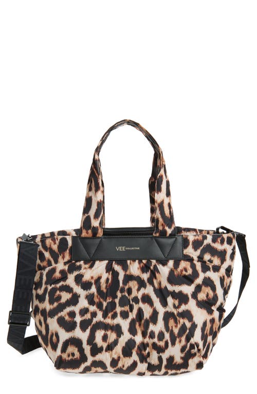 Veecollective Medium Caba Leopard Print Recycled Polyester Tote In Animal Print
