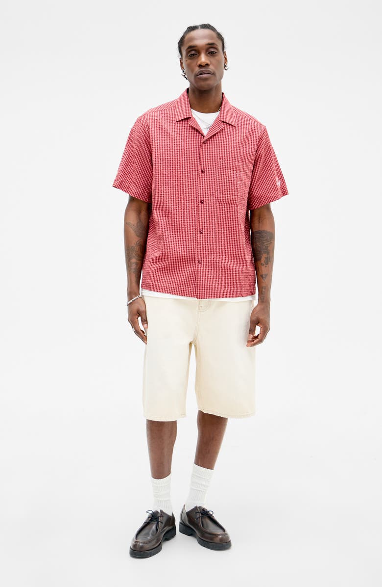 BDG Urban Outfitters Gingham Check Seersucker Camp Shirt, Alternate, color,