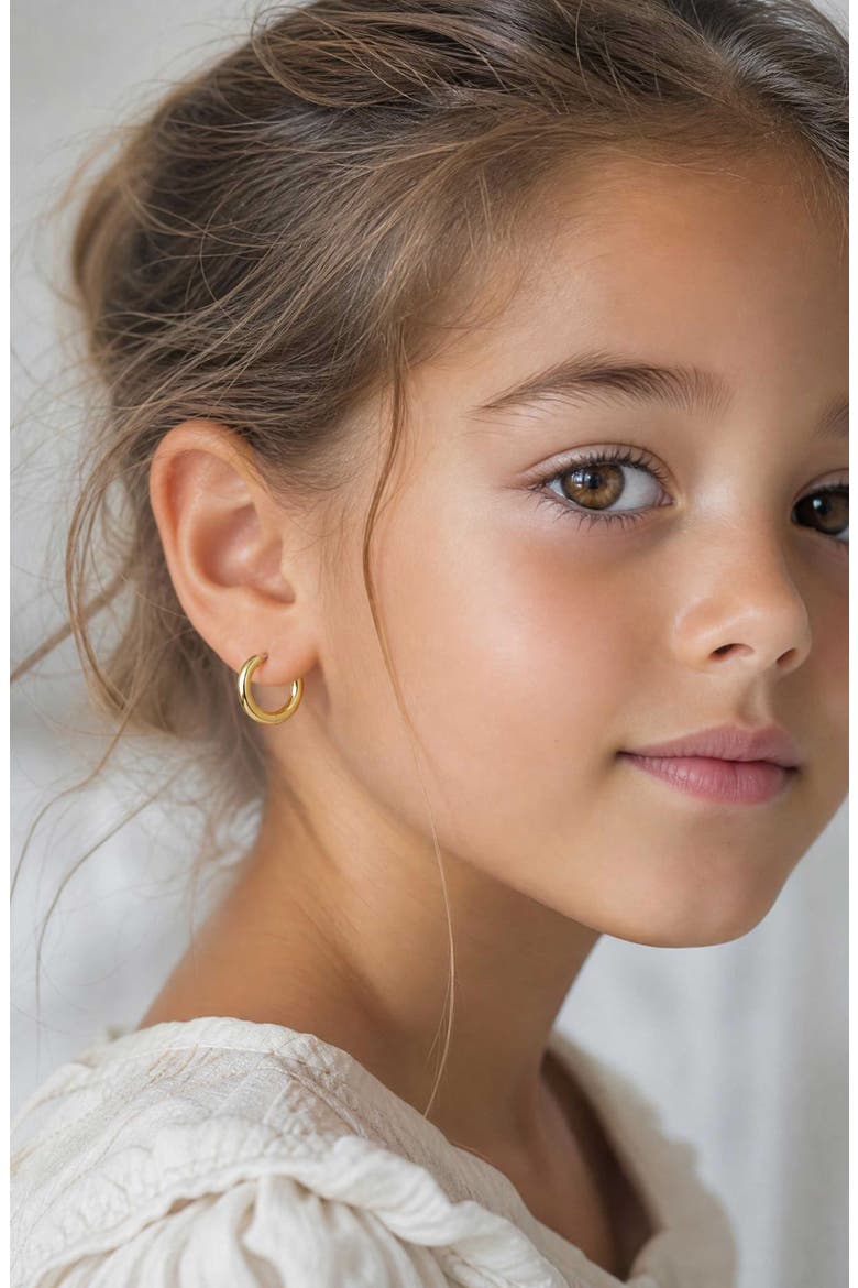Kids' Tubular Hoop Earrings, Alternate, color, GOLD